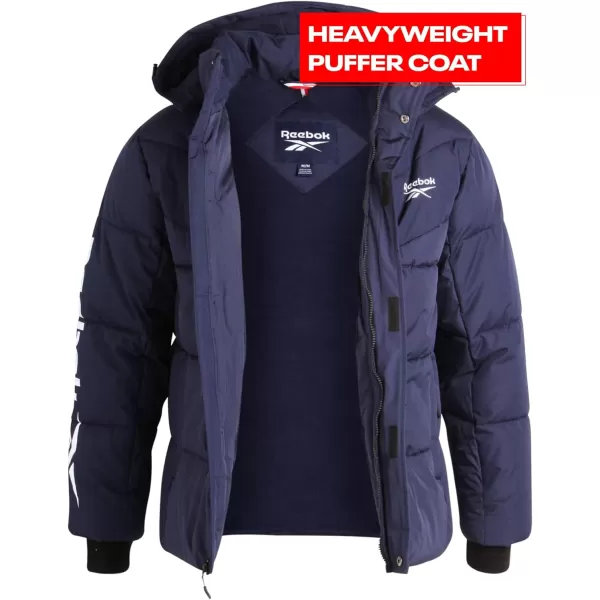 imageReebok Mens Winter Jacket  Heavyweight Quilted Puffer Parka Coat  Weather Resistant Ski Jacket for Men MXXLVector Navy