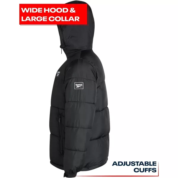 imageReebok Mens Winter Jacket  Heavyweight Quilted Puffer Parka Coat  Weather Resistant Windbreaker Ski Jacket for Men 820Black