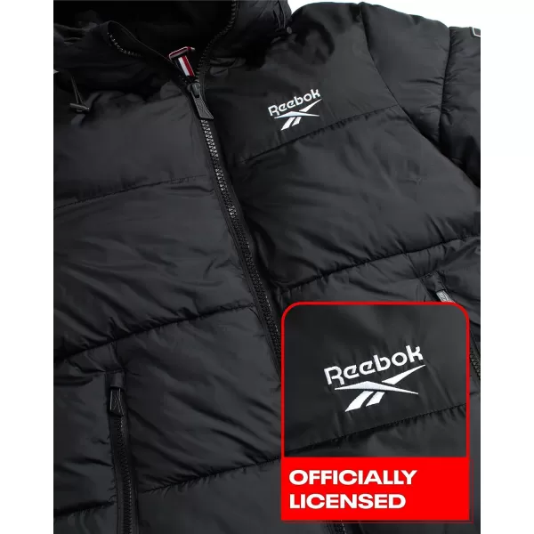 imageReebok Mens Winter Jacket  Heavyweight Quilted Puffer Parka Coat  Weather Resistant Windbreaker Ski Jacket for Men 820Black