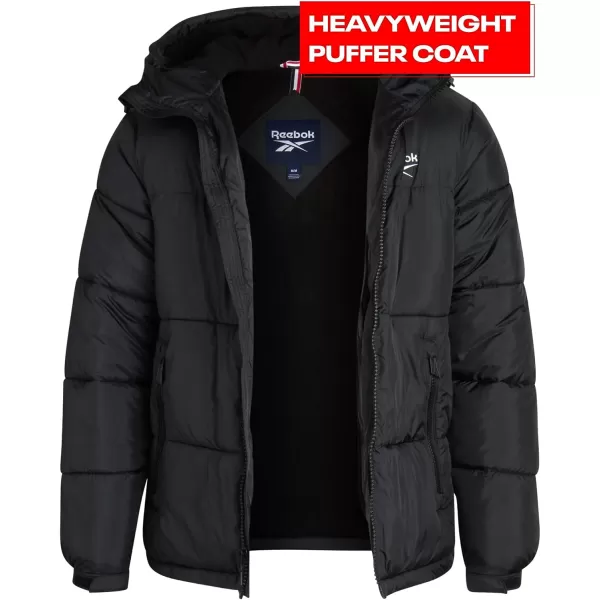 imageReebok Mens Winter Jacket  Heavyweight Quilted Puffer Parka Coat  Weather Resistant Windbreaker Ski Jacket for Men 820Black
