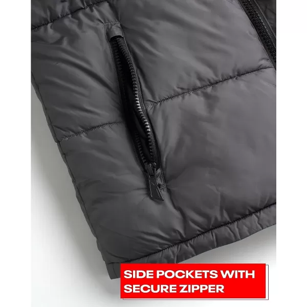 imageReebok Mens Winter Jacket  Heavyweight Quilted Puffer Parka Coat  Weather Resistant Windbreaker Ski Jacket for Men 820BlackCharcoal