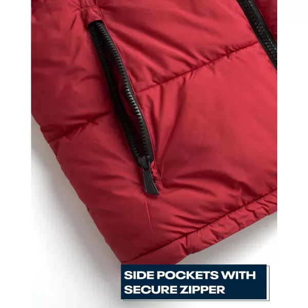 imageReebok Mens Winter Jacket  Heavyweight Quilted Puffer Parka Coat  Weather Resistant Windbreaker Ski Jacket for Men 820BlackDark Red
