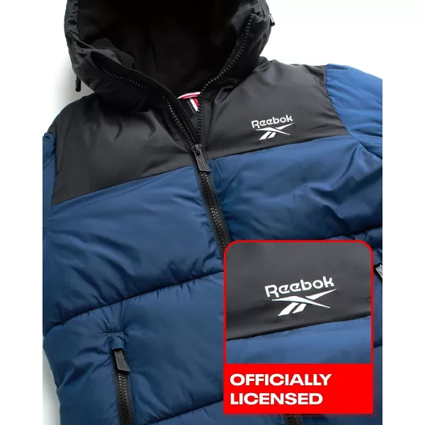imageReebok Mens Winter Jacket  Heavyweight Quilted Puffer Parka Coat  Weather Resistant Windbreaker Ski Jacket for Men 820BlackNorthern Night