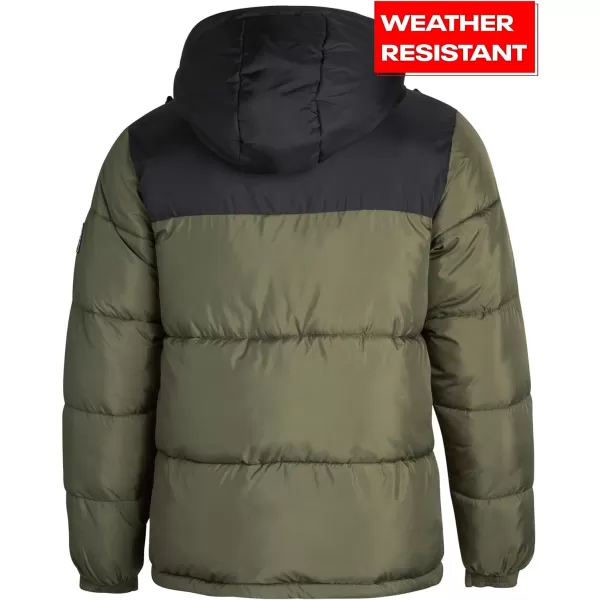 imageReebok Mens Winter Jacket  Heavyweight Quilted Puffer Parka Coat  Weather Resistant Windbreaker Ski Jacket for Men 820BlackVarsity Green