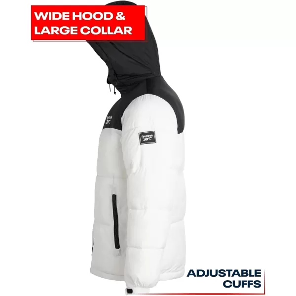 imageReebok Mens Winter Jacket  Heavyweight Quilted Puffer Parka Coat  Weather Resistant Windbreaker Ski Jacket for Men 820BlackWhite