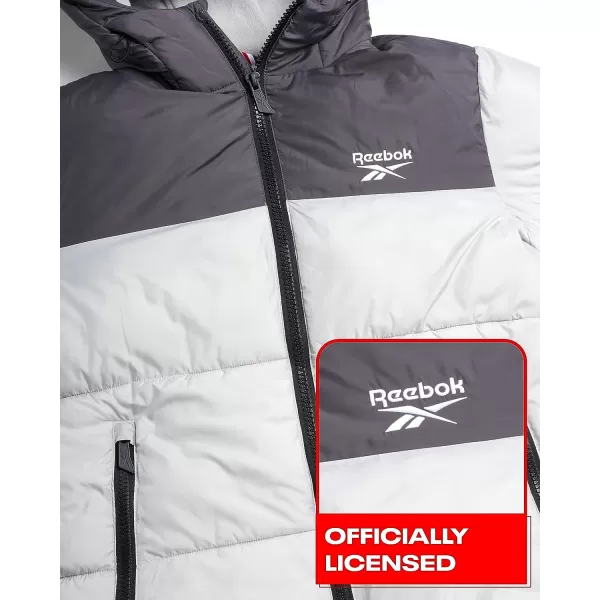 imageReebok Mens Winter Jacket  Heavyweight Quilted Puffer Parka Coat  Weather Resistant Windbreaker Ski Jacket for Men 820CharcoalGrey