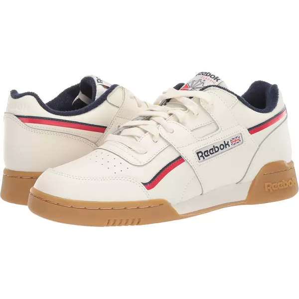 imageReebok Mens Workout Plus SneakerClassic WhiteCollegiate NavyPrimal Red