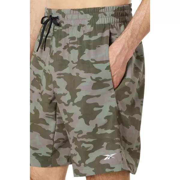 imageReebok Mens Workout Ready Graphic Shorts in Army Green All Over Camo Print