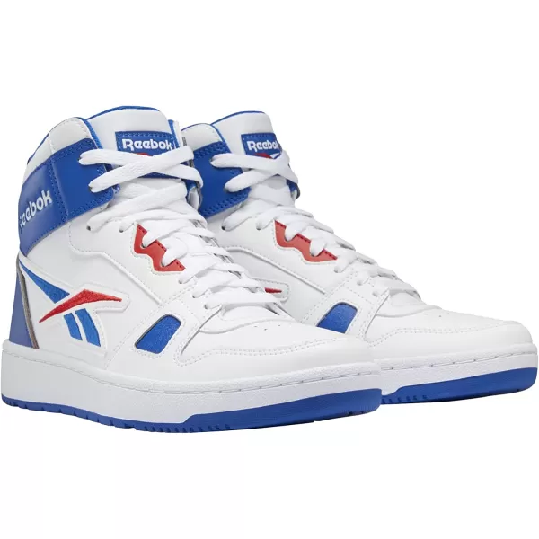 imageReebok Mens and Womens Resonator Mid Basketball Shoes in White Vector Blue and Vector Red