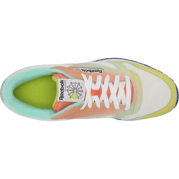imageReebok Unisex Classic Leather SneakerChalkAcid YellowBright Cobalt