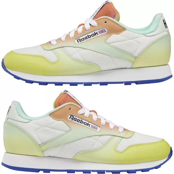 imageReebok Unisex Classic Leather SneakerChalkAcid YellowBright Cobalt