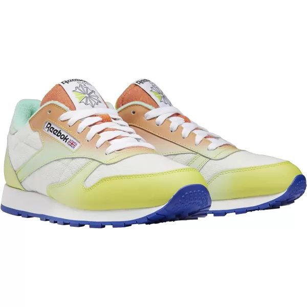 imageReebok Unisex Classic Leather SneakerChalkAcid YellowBright Cobalt