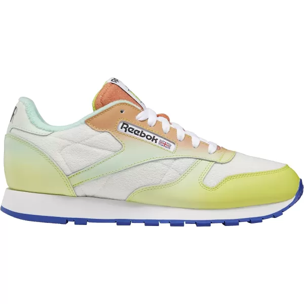 imageReebok Unisex Classic Leather SneakerChalkAcid YellowBright Cobalt