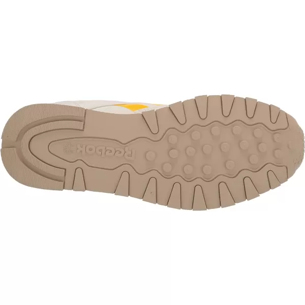 imageReebok Unisex Classic Leather SneakerChalkPrimal YellowHorizon Blue