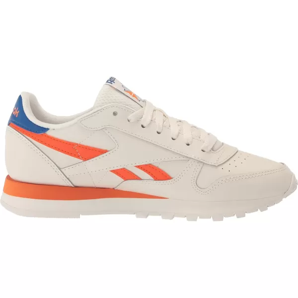 imageReebok Unisex Classic Leather SneakerChalkVector BlueSmash Orange