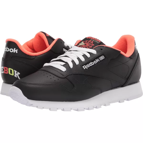 imageReebok Unisex Classic Leather SneakerCore BlackWhiteOrange Flare
