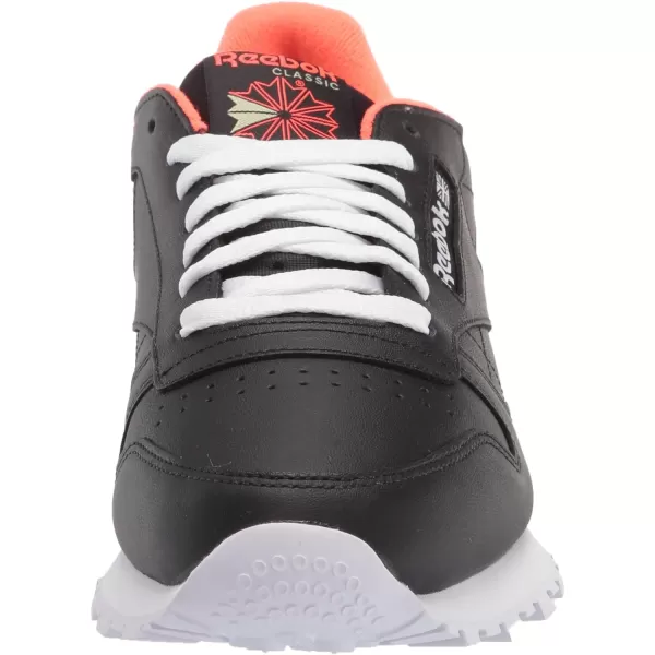 imageReebok Unisex Classic Leather SneakerCore BlackWhiteOrange Flare
