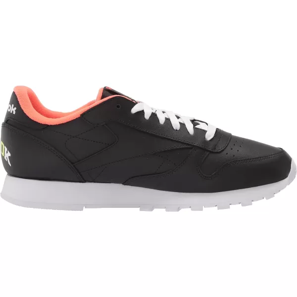 imageReebok Unisex Classic Leather SneakerCore BlackWhiteOrange Flare