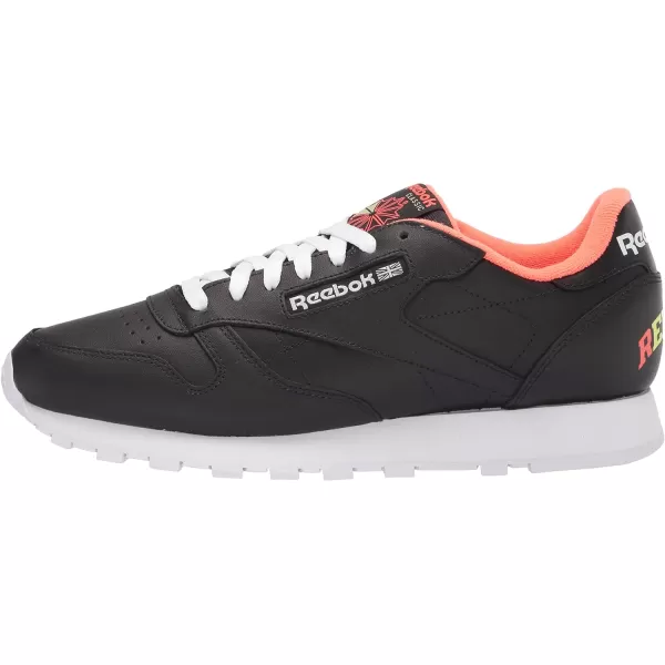 imageReebok Unisex Classic Leather SneakerCore BlackWhiteOrange Flare