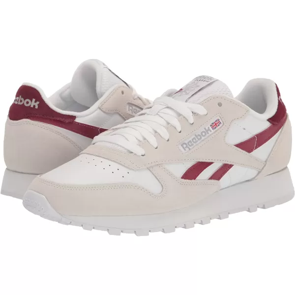 imageReebok Unisex Classic Leather SneakerPure GreyClassic BurgundyWhite