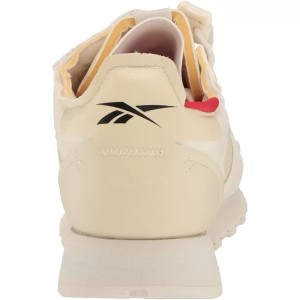 imageReebok Unisex Classic Leather SneakerVeganVintage ChalkVector RedBlack