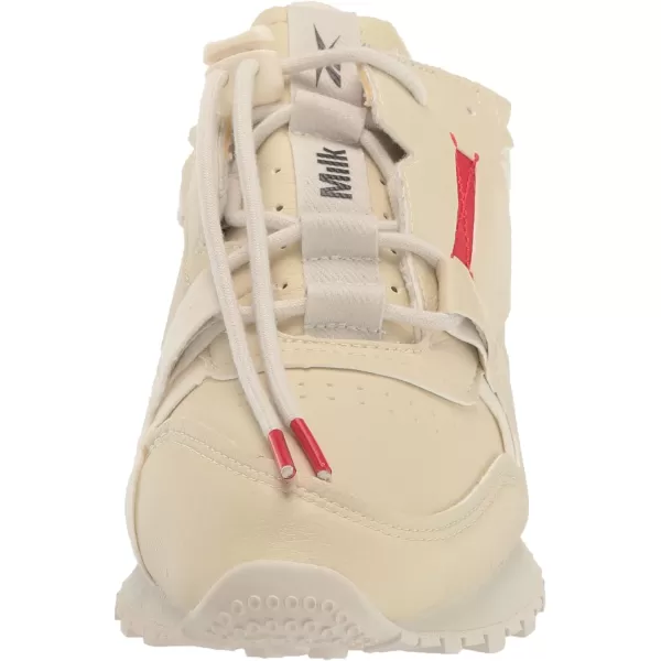 imageReebok Unisex Classic Leather SneakerVeganVintage ChalkVector RedBlack