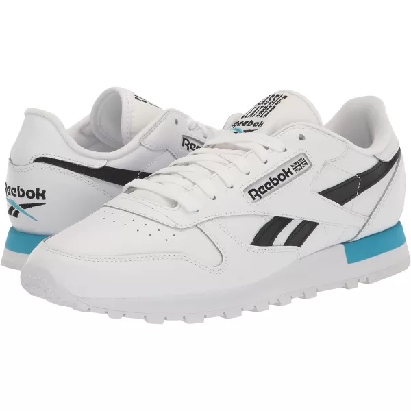 imageReebok Unisex Classic Leather SneakerWhiteBlackRadiant Aqua