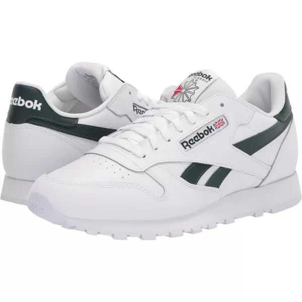 imageReebok Unisex Classic Leather SneakerWhiteForest GreenVector Red