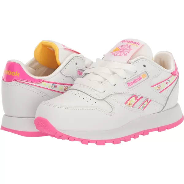 imageReebok Unisex Classic Leather SneakerWhiteLaser PinkYellow