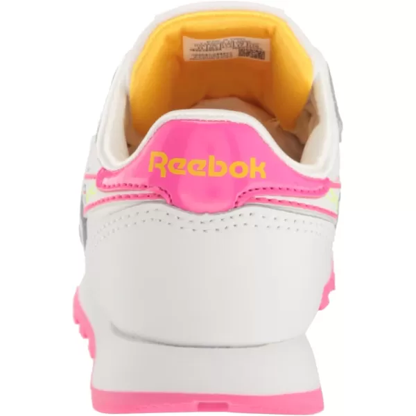 imageReebok Unisex Classic Leather SneakerWhiteLaser PinkYellow