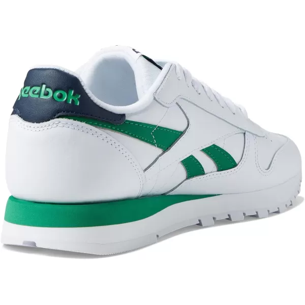 imageReebok Unisex Classic Leather SneakerWhiteVector NavyGlen Green
