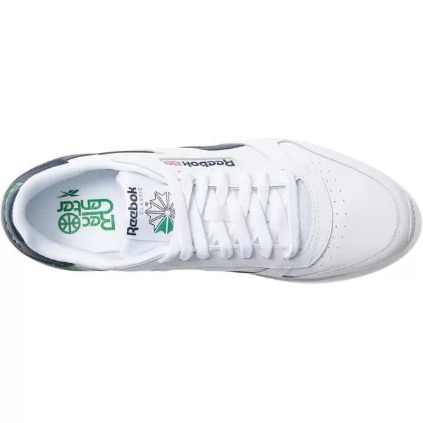 imageReebok Unisex Classic Leather SneakerWhiteVector NavyGlen Green