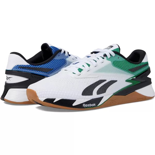 imageReebok UnisexAdult Nano X3 SneakerWhiteGlen GreenVector Blue