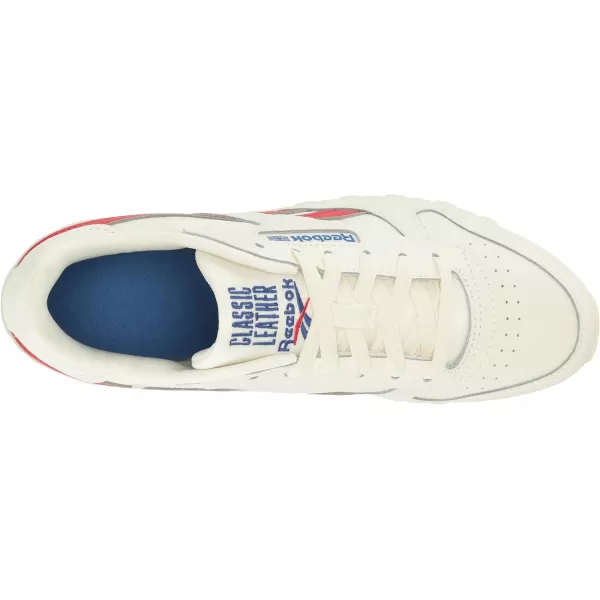 imageReebok UnisexChild Classic Leather SneakerChalkVector RedVector Blue