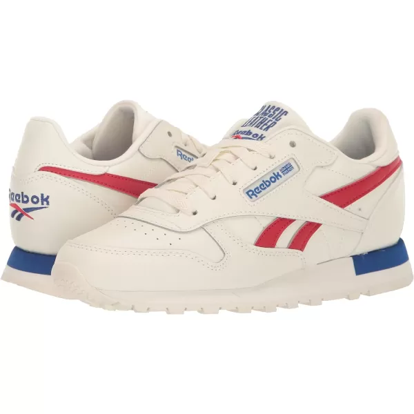 imageReebok UnisexChild Classic Leather SneakerChalkVector RedVector Blue