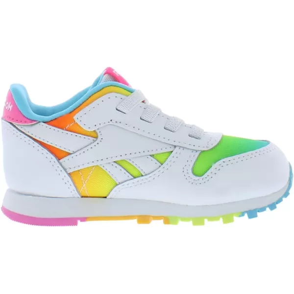 imageReebok UnisexChild Classic Leather SneakerFootwear WhiteAtomic PinkAlways Blue
