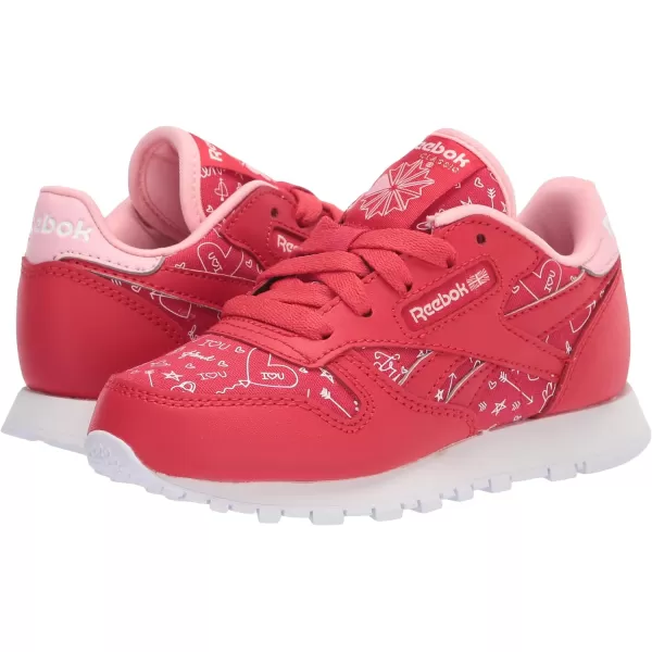 imageReebok UnisexChild Classic Leather SneakerVector RedPink GlowWhite