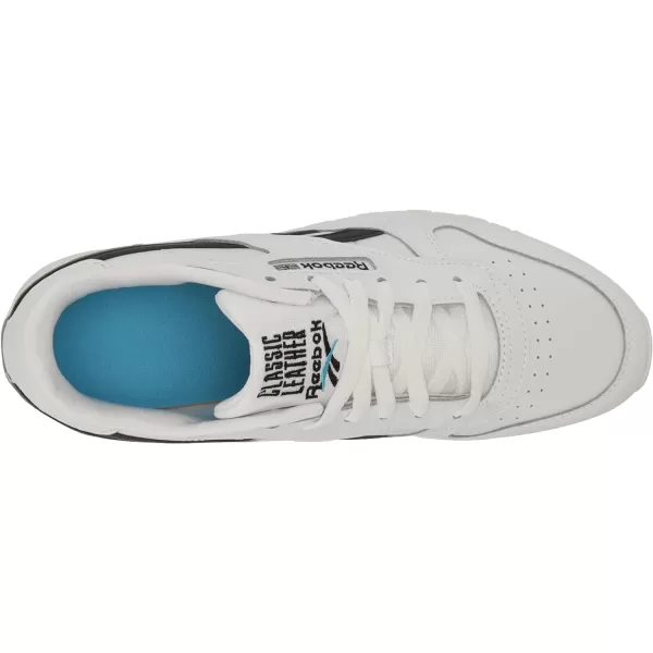 imageReebok UnisexChild Classic Leather SneakerWhiteBlackRadiant Aqua