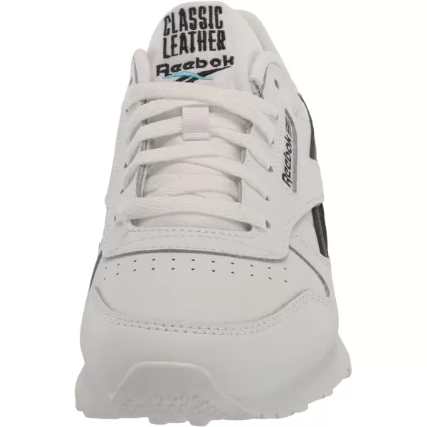 imageReebok UnisexChild Classic Leather SneakerWhiteBlackRadiant Aqua