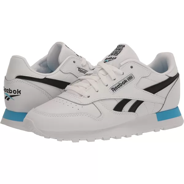 imageReebok UnisexChild Classic Leather SneakerWhiteBlackRadiant Aqua