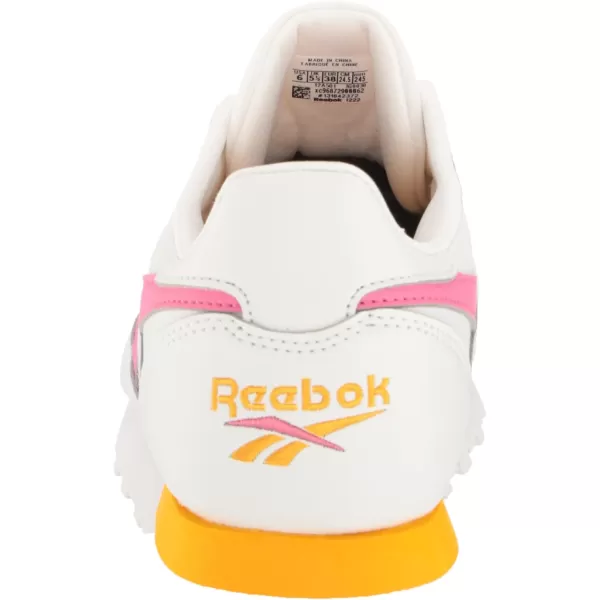 imageReebok UnisexChild Classic Leather SneakerWhiteCollegiate GoldTrue Pink