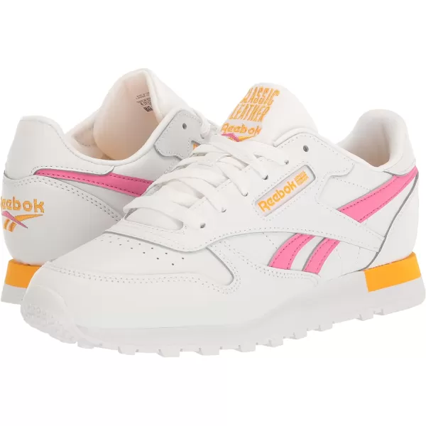 imageReebok UnisexChild Classic Leather SneakerWhiteCollegiate GoldTrue Pink