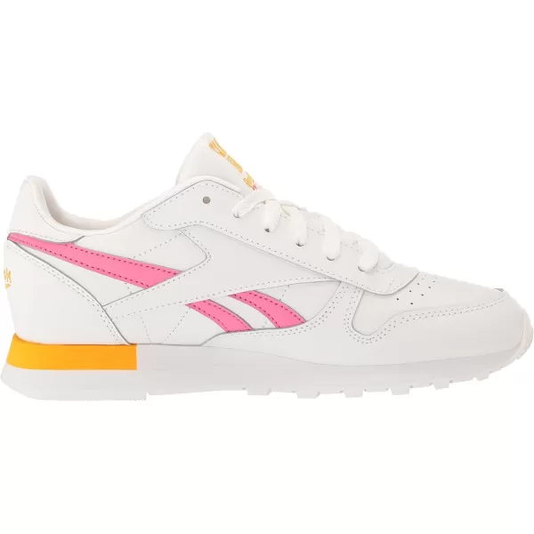 imageReebok UnisexChild Classic Leather SneakerWhiteCollegiate GoldTrue Pink