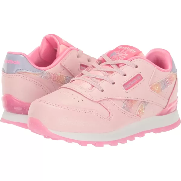 imageReebok UnisexChild Classic Leather Step N Flash SneakerPink GlowLucid LilacWhite