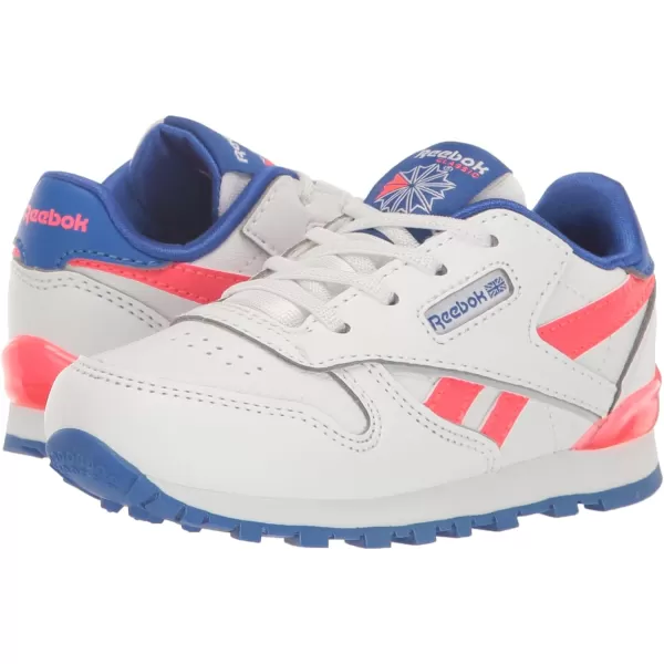 imageReebok UnisexChild Classic Leather Step N Flash SneakerWhiteElectric CobaltNeon Cherry