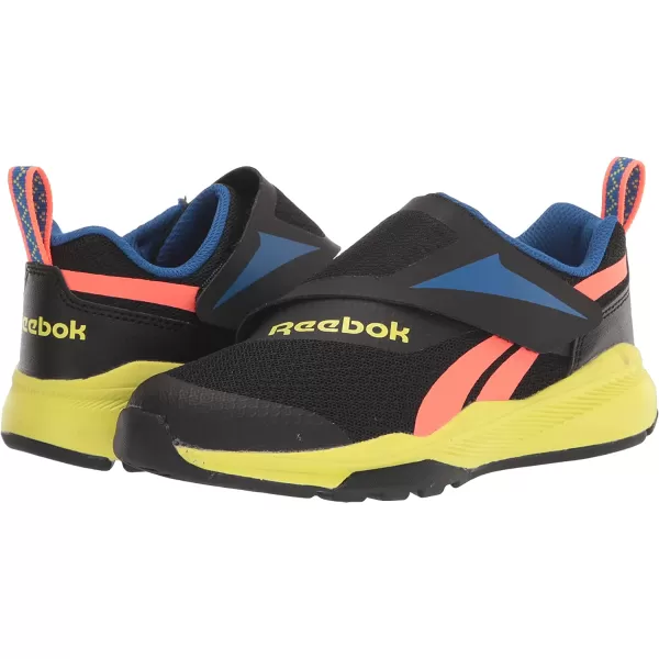 imageReebok UnisexChild Equal Fit Adaptive Running ShoeBlackVector BlueSolar Acid Yellow