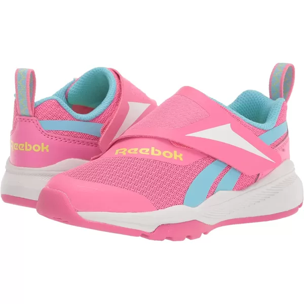 imageReebok UnisexChild Equal Fit Adaptive Running ShoeTrue PinkDigital BlueSolar Acid Yellow