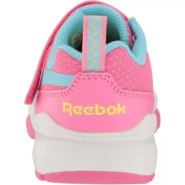 imageReebok UnisexChild Equal Fit Adaptive Running ShoeTrue PinkDigital BlueSolar Acid Yellow