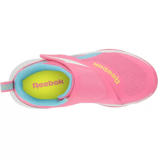 imageReebok UnisexChild Equal Fit Adaptive Running ShoeTrue PinkDigital BlueSolar Acid Yellow