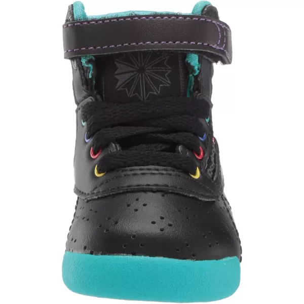 imageReebok UnisexChild Freestyle Hi SneakerBlackSolid TealTrue Grey